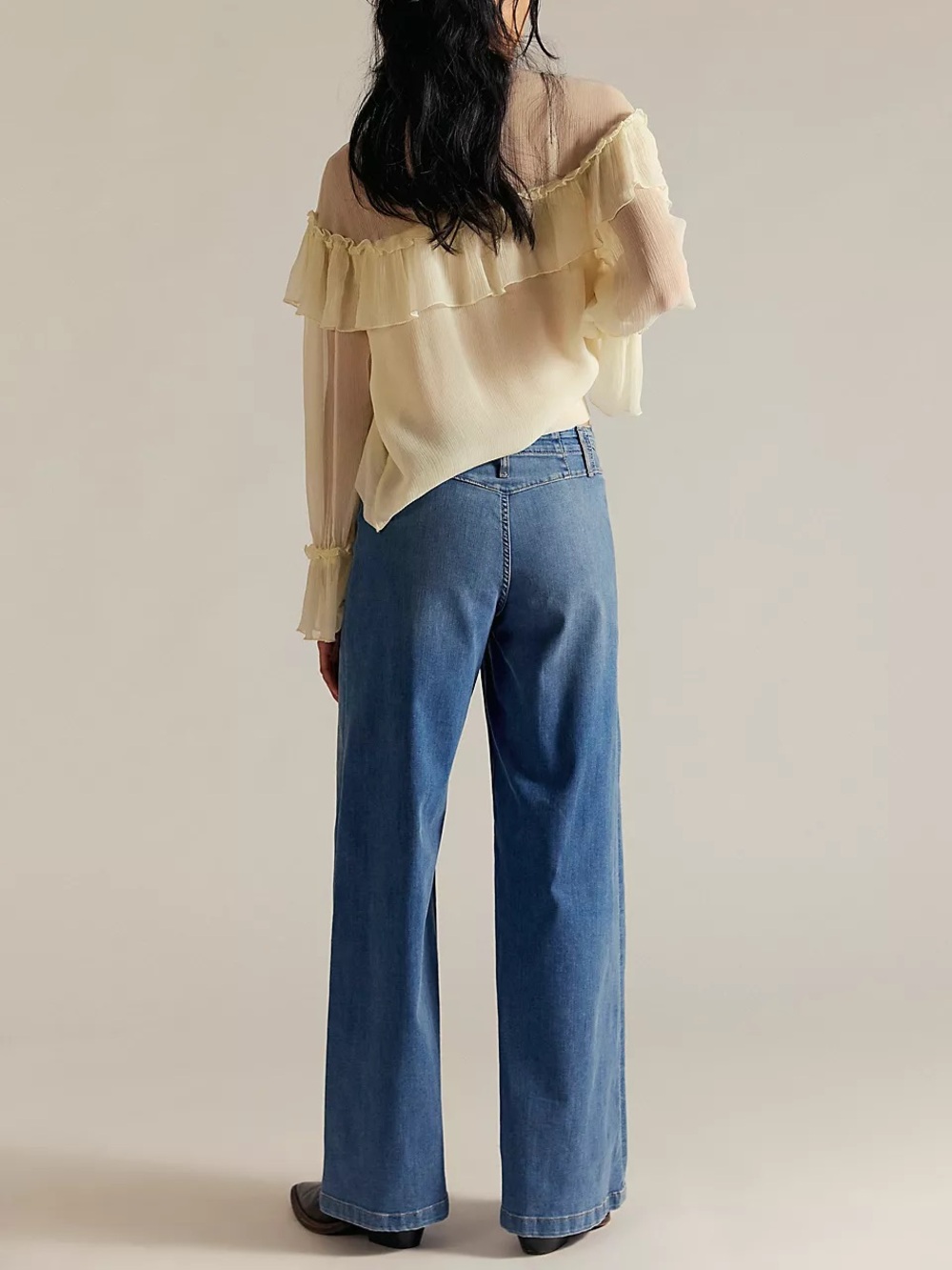 We The Free Wide-Leg Mid Blue Denim Jeans - Picture 3 of 7